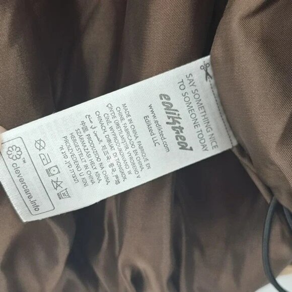 Edikted Checkerboard Puffer Jacket Womens Size S Brown & Beige Zipper Closure - Picture 7 of 9